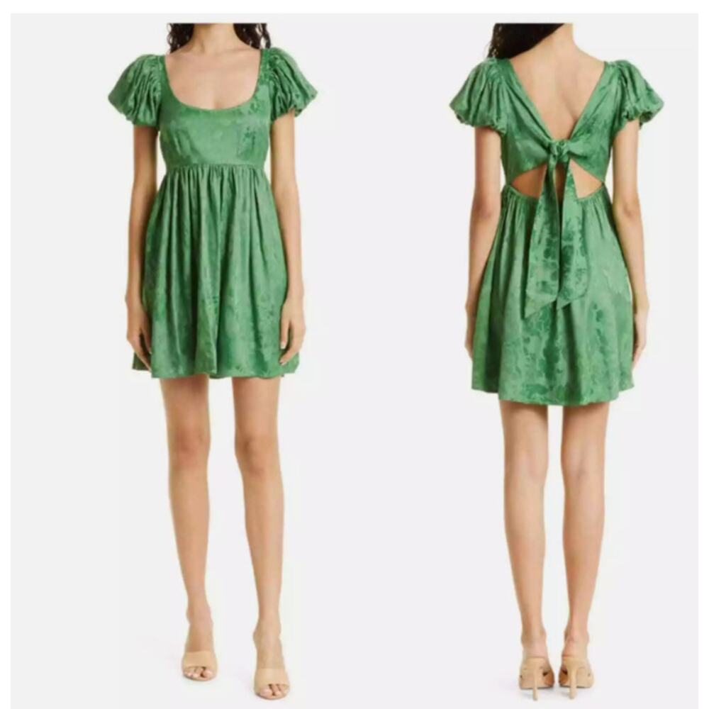 byTiMo Floral Jacquard Babydoll Mini Dress Emerald Green Size XXL NWOT